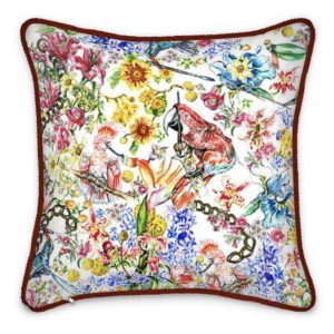 Ginny Litscher interior design silk cushion with red trimming Zürich designer painting birds drawing hand drawn art swiss artist architonic vogue living bedroom inspiration living room ideas how to upgrade your home decor